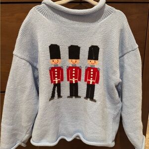 Blue Rollneck Sweater with Nutcracker Design